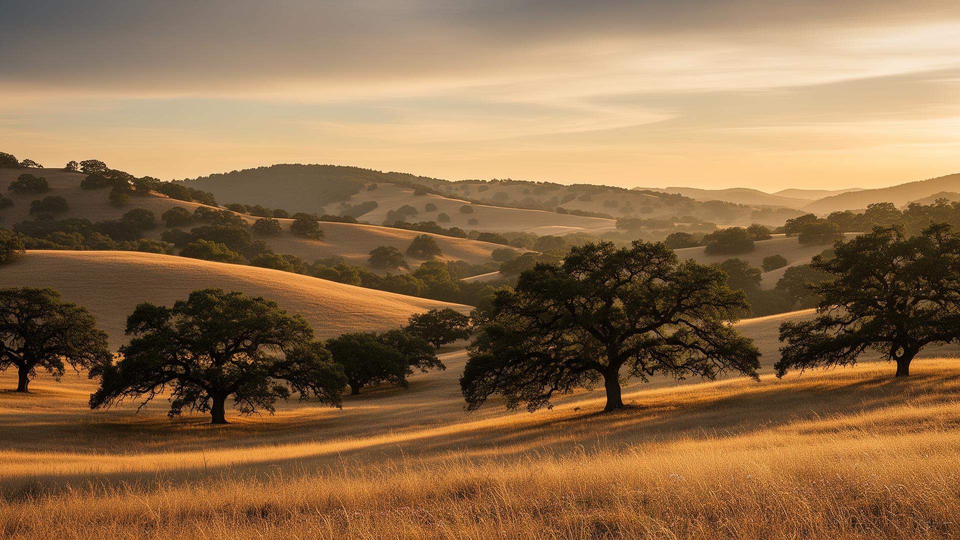 Northern California ranchland at golden hour